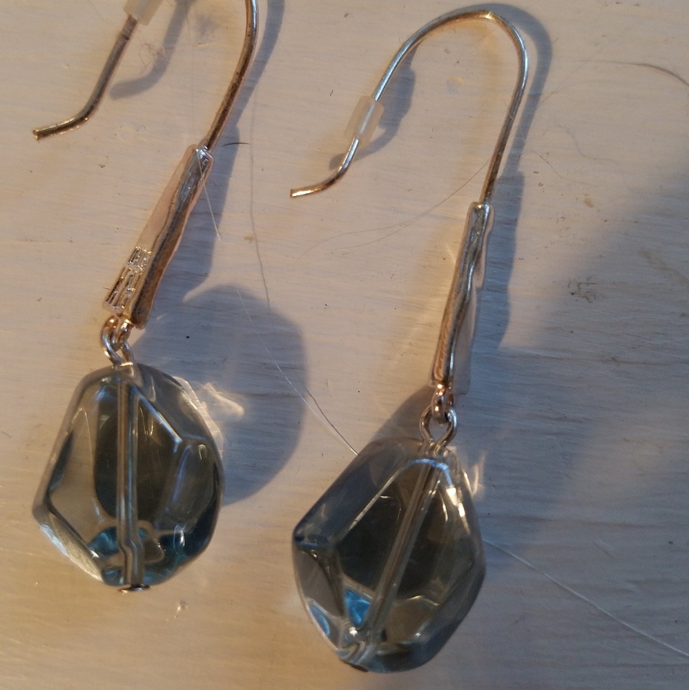 Kenneth Cole silver dangle earring with quartz cut